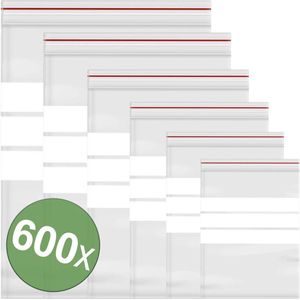 Hersluitbare zak met etiketstrook Transparant Polyethyleen 600 stuk(s)