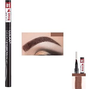 Lulaa P-Beauty Wenkbrauwstift, waterbestendig, lang houdbaar, 4 kleuren, vier punten, natuurlijk uitziende wenkbrauwen, kleur #1 bruin