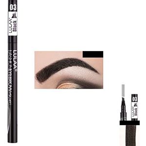 Lulaa P-Beauty Wenkbrauwstift, waterbestendig, lang houdend, 4 kleuren, 4 punten, natuurlijk uitziende wenkbrauwen, P-Beauty (#3 zwart)