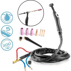 Watergekoelde TIG-lastoorts WP18 | SR18 tot 300 A met 5 m gasslang pakket voor TIG-lasapparaten