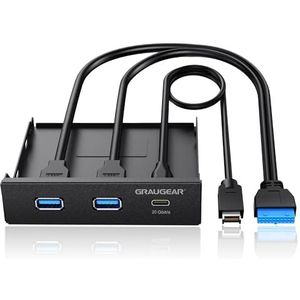 Graugear - Usb-Hub - Docking Station - Zwart - 3 Havens - USB-C en USB-A