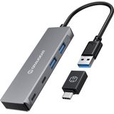 Graugear - G-HUB2A2C-AC - Docking Station - Zilver - Aluminium - 4 Poorts