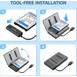Graugear - USB-A/C 3.1 Adapterkabel - Accessoires voor Harde Schijven - Zwart - Kunststof