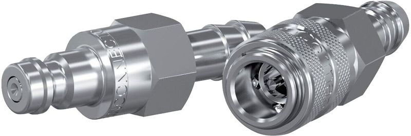 Steinconnector - Snelkoppeling - Brandstofleiding - Vernikkeld Messing - Inclusief Slangklemmen