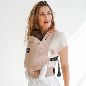 ROOKIE Baby Premium Draagzak - Design Buikdrager - Comfortabel en Ergonomisch - Biologisch Katoen - Unisex (Latte)