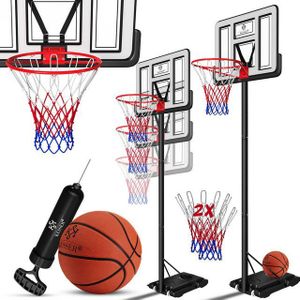 KESSER® Basketbalset Basketbalring Inclusief Basketbal + Pomp en Basketbalstandaard in Hoogte Verstelbaar 230cm tot 305cm | Basketbalpaal voor Buiten en Binnen, Wit
