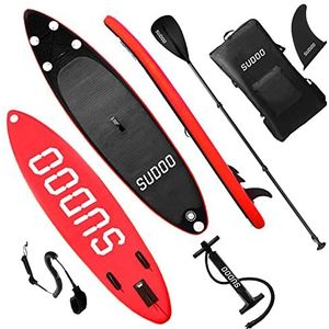 Triclicks Opblaasbare Stand Up Paddle Board SUP Board Set Stand Up Paddling Board Surfboard met complete accessoires, peddel, handpomp, riem, Finner, rugzak, 300 x 76 x 15 cm (06R)