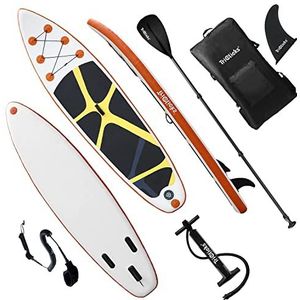 Triclicks Opblaasbare Stand Up Paddle Board SUP Board Set Stand Up Paddling Board Surfboard met complete accessoires, peddel, handpomp, riem, Finner, rugzak, 300 x 76 x 15 cm (16YK)