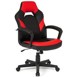 IntimaTe WM Heart Racing stoel, ergonomische bureaustoel, computerstoel, gaming draaistoel, racing bureaustoel voor volwassenen, PU-leer, gecombineerd met geperforeerd leer (rood)