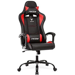 IntimaTe WM Heart Gaming-stoel, gamerstoel met ergonomische rugleuning, verstelbare hoofdsteun en lendensteun (rood)