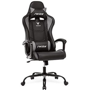 IntimaTe WM Heart Gaming-stoel, gamerstoel met ergonomische rugleuning, verstelbare hoofdsteun en lendensteun (grijs)