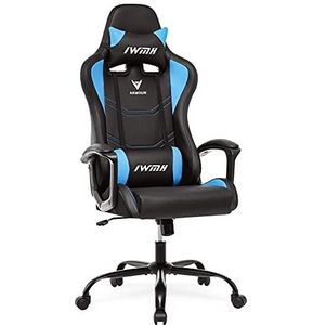 IntimaTe WM Heart Gaming-stoel, gamerstoel met ergonomische rugleuning, verstelbare hoofdsteun en lendensteun (blauw)