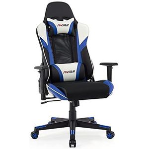 IntimaTe WM Heart Racingstoel, ergonomische gamingstoel, verstelbare computerstoel, draaistoel met hoge rugleuning (blauw)