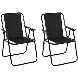 IntimaTe WM Heart Campingstoel, opvouwbare stoel met armleuning, set van 2 klapstoelen, visstoel, comfortabele strandstoel, draagbare relaxstoel, tot 90 kg belastbaar, zwart