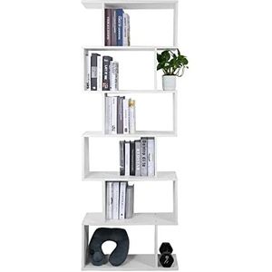 Meerveil Hoge boekenkast van hout met 6 niveaus, voor woonkamer, thuiskantoor, 70 x 24 x 190,5 cm, wit