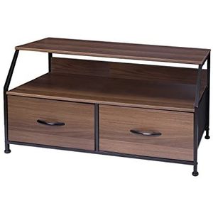 Meerveil Dressoir voor slaapkamer, houten commode, opbergkast, opbergtoren, nachtkastje, tv-kast, voor woonkamer, huisopslag, houten dak, walnoot zwart H1040020307 93 x 39 x 48,5 cm