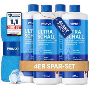PRINOX® Ultrasoon reiniger Concentraat 4x 1030ml - Ultrasoonreinigers vloeistof voor brillen, sieraden, kunstgebitten & kleine onderdelen voor 700 baden per fles