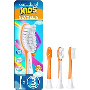 3 stucks demirdental for Kids Opzetborstel geschikt voor Philips Sonicare sonische tandenborstels voor kinderen vanaf 7 jaar, HX6043 HX6044, Oranje