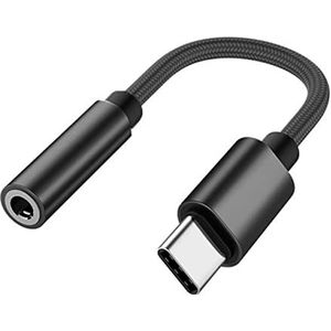 PADCR USB C koptelefoonadapter, USB-C naar 3,5 mm jack hoofdtelefoon audio-adapter, universeel zwart
