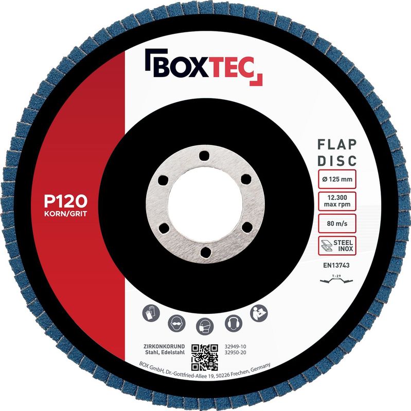 BOXTEC Profi-Fächerscheiben BLAU 125mm INOX Lamellenscheiben