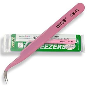 P-Beauty Cosmetic Accessories VETUS wimperpincet voor wimperverlenging CS-15, ideaal voor individuele wimpers en volumetechniek, inclusief beschermkap (CS-15)