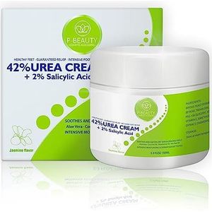 Urea Crème 42% van P-Beauty | 2% Salicylzuur | 150g Intensieve Ureum Voetcrème & Eeltverwijderaar | Met Aloë Vera en Tea Tree Olie voor Diepe Hydratatie en Verzachting van de Huid