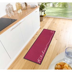 Zala Living Cook & Clean Loper, antislip, plat geweven, laagpolig, tapijt, keukentapijt, wasbaar, keukenloper, keuken voor hal, keuken, woonkamer, rood, 50 x 150 cm