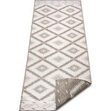 NORTHRUGS Malibu Indoor en outdoor tapijt 80x250cm - omkeerbaar tapijt weerbestendig modern geometrisch patroon loper voor balkon terras tuin serre woonkamer tapijt waterdicht in linnen