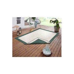 NORTHRUGS In- en outdoor tapijt Panama 160x230cm - omkeerbaar tapijt weerbestendig modern effen design met rand loper voor balkon, terras tuin serre woonkamertapijt waterbestendig, groen