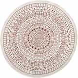 NORTHRUGS Porto Vloerkleed voor binnen en buiten, rond, omkeerbaar, waterdicht, mandala-design, plat weefsel, weerbestendig, voor balkon, terras, tuin, woonkamer, in terra-crème, diameter 240 cm