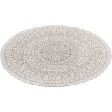 Rond binnen & buiten vloerkleed Porto - lichtbruin/crème 100 cm rond