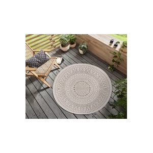 Rond binnen & buiten vloerkleed Porto - lichtbruin/crème 100 cm rond