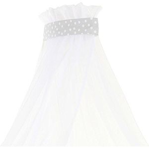 babybay Hemel piqué met band geschikt voor modellen Midi, Original, Maxi, Boxspring en Comfort Plus, parelgrijs stippen wit