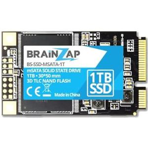BRAINZAP 1 TB 1000 GB mSATA SSD - SATA III 6 GBit/s - Mini SATA - 550MB/s Lezen 540MB/s Schrijven Solid State Drive