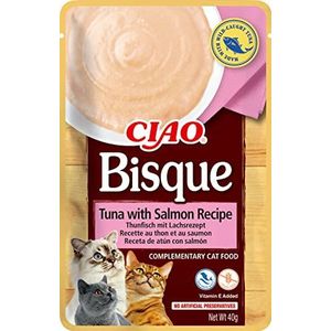 INABA Ciao Bisque - Crèmesoep voor katten, tonijn & zalm 1x40g, natvoer zonder granen