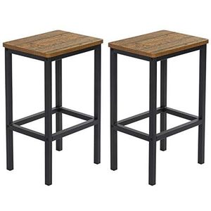 Meerveil Barkruk - Set van 2 barkrukken met voetensteun, industriële stoelen met zwarte stalen structuur, voor woonkamer, eetkamer, keuken