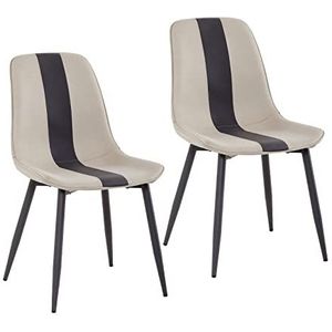 Mondeer Eetkamerstoelen met gevoerde zitting van stof met metalen poten, modern design voor eetkamer, keuken, woonkamer, receptie, kantoor, 48 x 85 x 40 cm, kaki