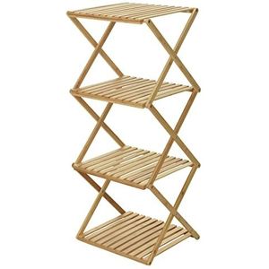 Spetebo Inklapbaar bamboe staand rek met 4 planken, 94 cm hoog, praktisch multifunctioneel vouwrek, decoratief rek voor bloemen, planten, boeken, woonkamer, badkamer, hal