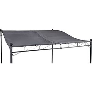 Aanbouw paviljoen vervangend dak 300 x 250 cm - grijs - universeel paviljoendak met oogjes en klittenbandsluiting - tuinfeest paviljoen accessoires vervanging dak zonwering