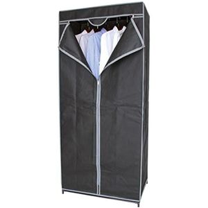 Spetebo Stoffen kledingkast donkergrijs - 160 x 70 cm - mobiele vouwkast met kledingstang - campingkast vouwkast stoffen kast garderobekast kast