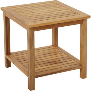 Acacia bijzettafel Iowa geolied - 45 x 45 cm - houten tuintafel met 2 planken - salontafel, bistrotafel, houten tafel van acaciahout voor balkon, terras en tuin