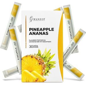 Wunder Tandenstokers met smaak - 30x individueel verpakte tandenstokers - verkrijgbaar in 8 verfrissende smaken - zachte mondhygiëne - frisse adem - individueel verpakte smaakvolle tandenstokers (Ananas)