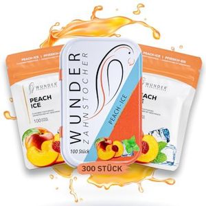 Wunder Tandenstokers, tandenstokers met smaak, set van 3, plasticvrije kauwgom, helpt tegen slechte adem, stoppen met roken, frisse adem met gearomatiseerde tandenstokers, suikervrij, veganistisch