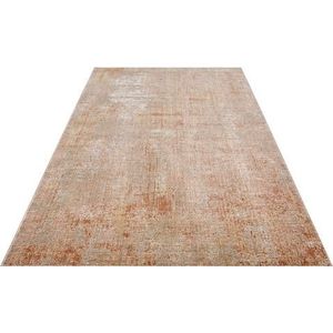 Nouristan Gizeh Vloerkleed voor binnen en buiten, plat geweven, modern design, vintage look, used look, wasbaar, weerbestendig en uv-bestendig, voor balkon, terras, tuin, woonkamer, crèmerood, 115 x