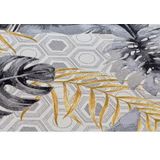 HANSE Home Gold Leaves Tapijt voor binnen en buiten, plat weefsel, geometrisch patroon, tropisch bloemenpatroon, weerbestendig, uv-bestendig, voor balkon, terras, tuin, kleurrijk, 120 x 180 cm