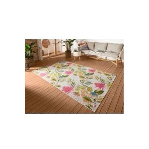 Hanse Home Bloemen en bladeren tapijt voor binnen en buiten, plat geweven, tropisch jungel bloemendesign, Oeko-Tex weerbestendig en uv-bestendig, voor balkon, terras, tuin, woonkamer, kleurrijk, 160 x