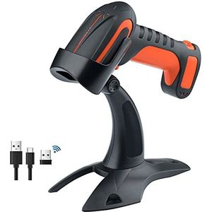 Tera Pro (Extreme Performance) Industriële draadloze barcodelezer 2D QR 1D barcodelezer compatibel met Bluetooth & 2.4G draadloos valbestendig IP66 stof- en waterdicht model 8100 (Oranje)