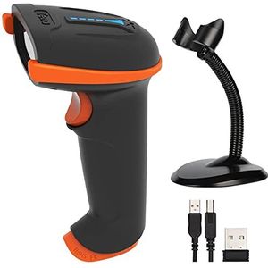 Tera Draadloze handheld barcode-scanner 1D laser draadloos en USB-bedraad met houder, batterijniveau-indicator, accu 2000 mAh en ergonomisch design, patentnr. EU008489413, upgrade-model 5100-Z