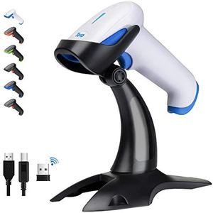 Tera Barcodescanner 2D 1D 3 in 1 barcodescanner Wireless 2.4 GHz/Bluetooth/USB bekabelde streekcodescanner met 2000 mAh batterij /2 m kabel/super stabiele standaard, HW0002