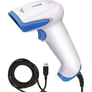 Tera CCD 1500 Barcodescanner 1D Barcodescanner bedraad barcodescanner bedraad barcode-lezer voor scherm, met antibacterieel materiaal, model 1500C (wit-blauw)